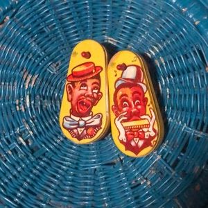 RARE Vintage Black Americana and clown tin litho noise makers 1940s